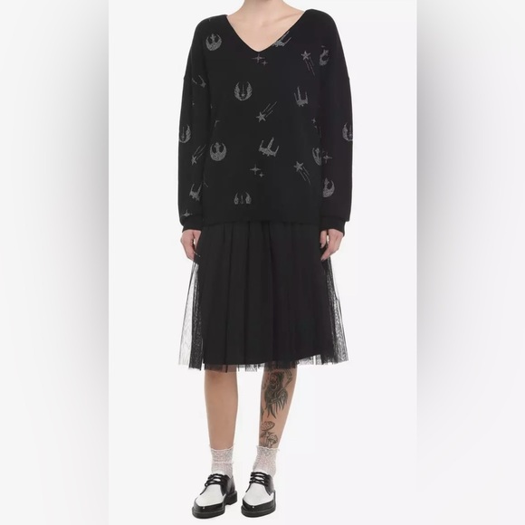 🍂NEW Star Wars Silver Icons V-Neck Sweater Plus Size - Picture 3 of 5